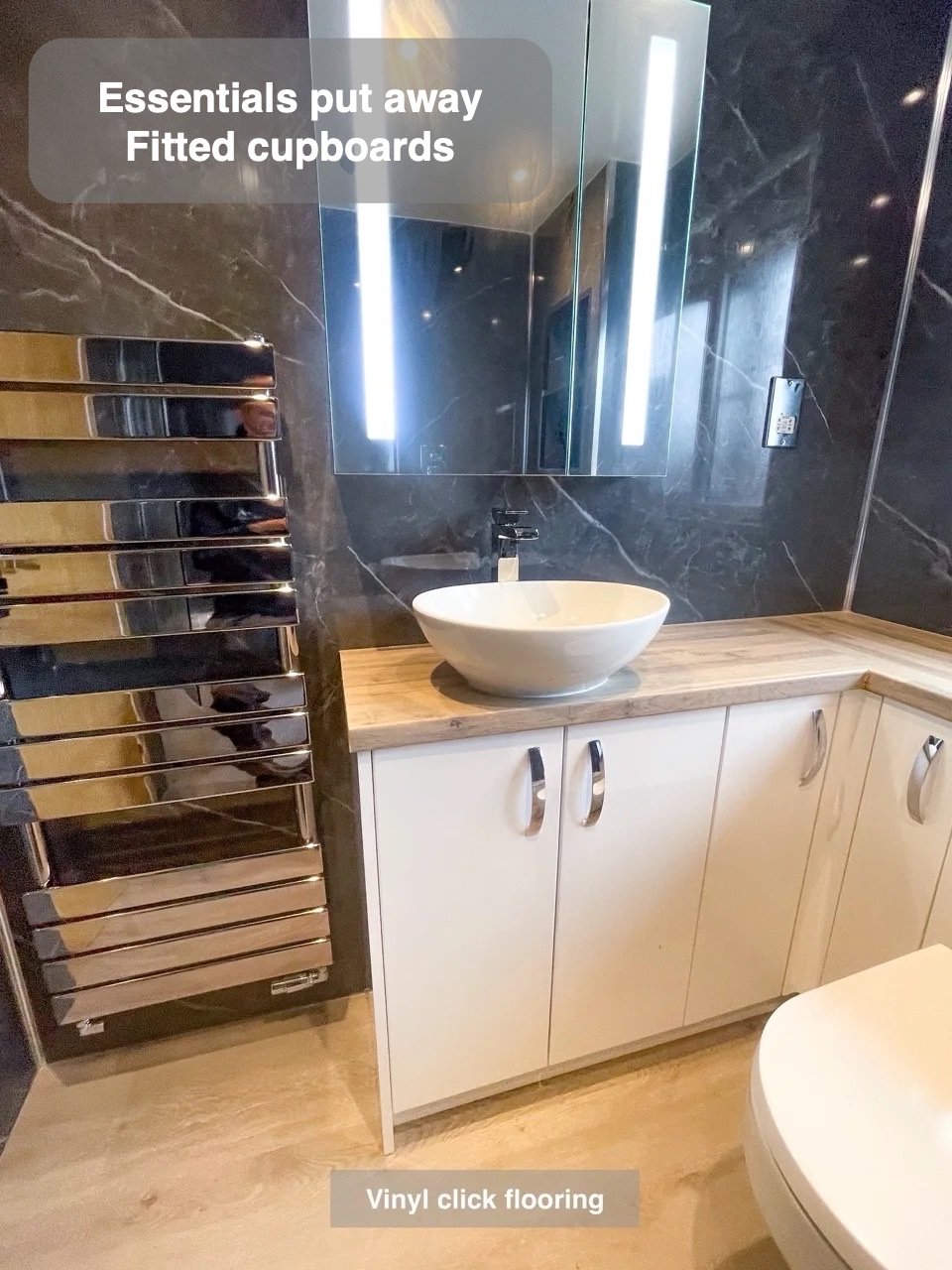 Storage fitted into the layout in Bridge of Don bathroom