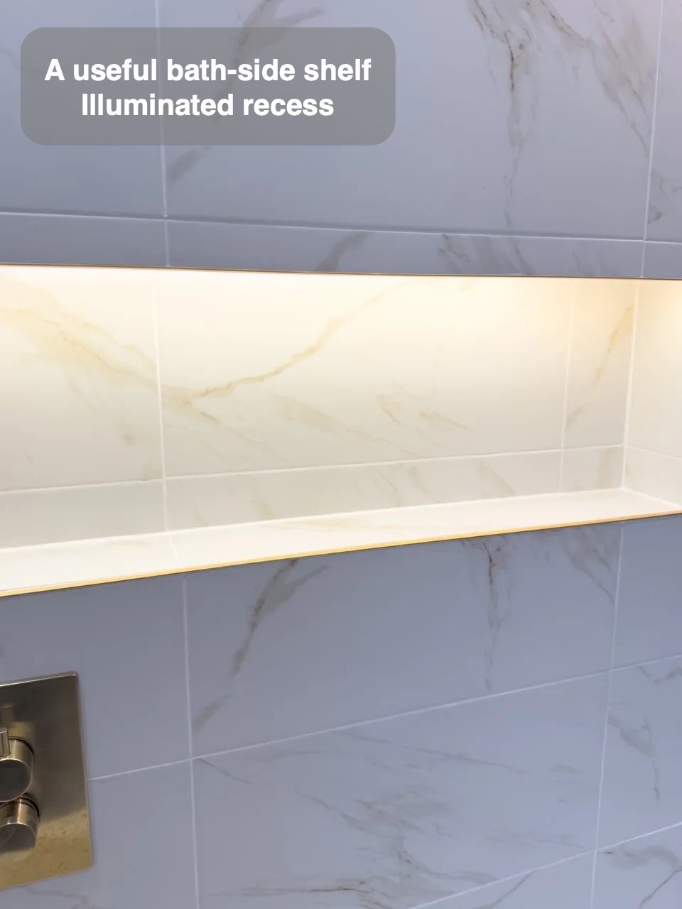 Bathing essentials inside the wall in the completed Broomhill, Aberdeen bathroom