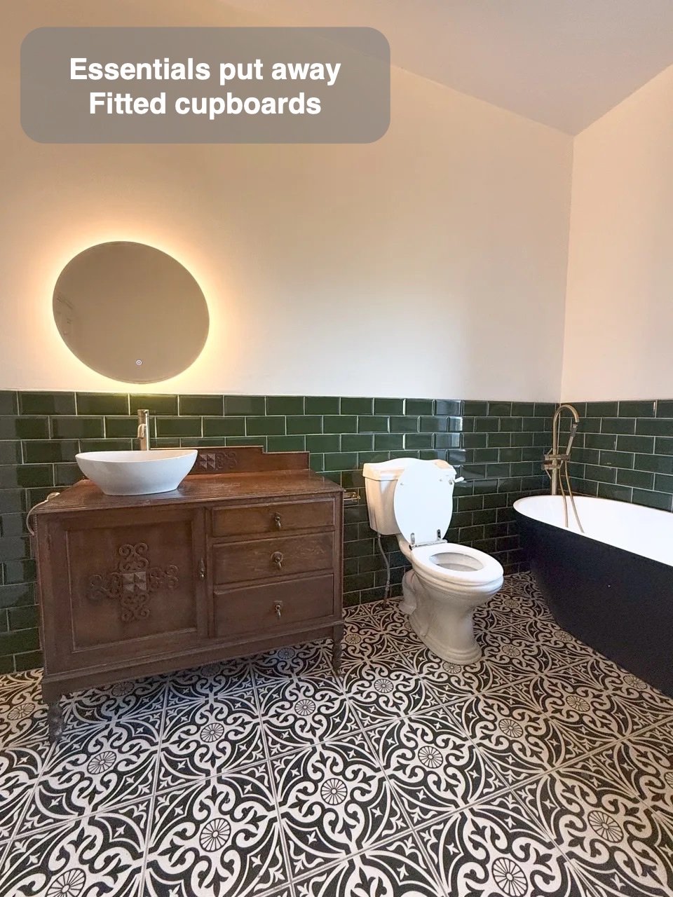 Storage fitted into the layout in Rosemount, Aberdeen bathroom