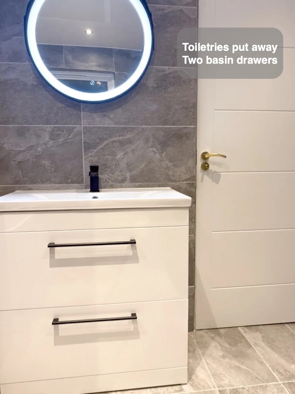 A better-defined basin position in the completed Bridge of Don bathroom