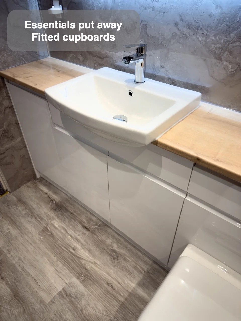 Storage fitted into the layout in Bridge of Don bathroom