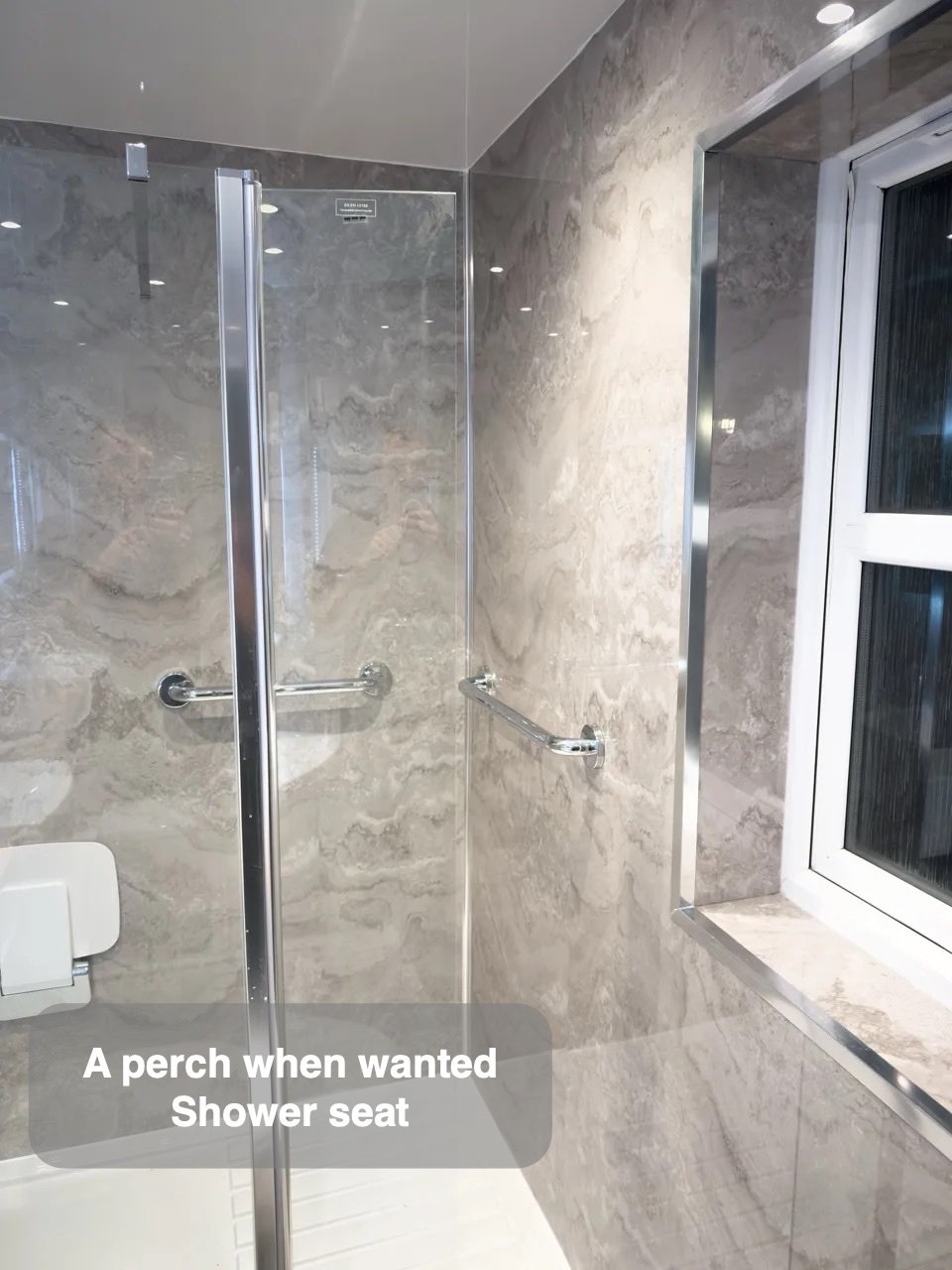 A perch within the shower in Bridge of Don bathroom