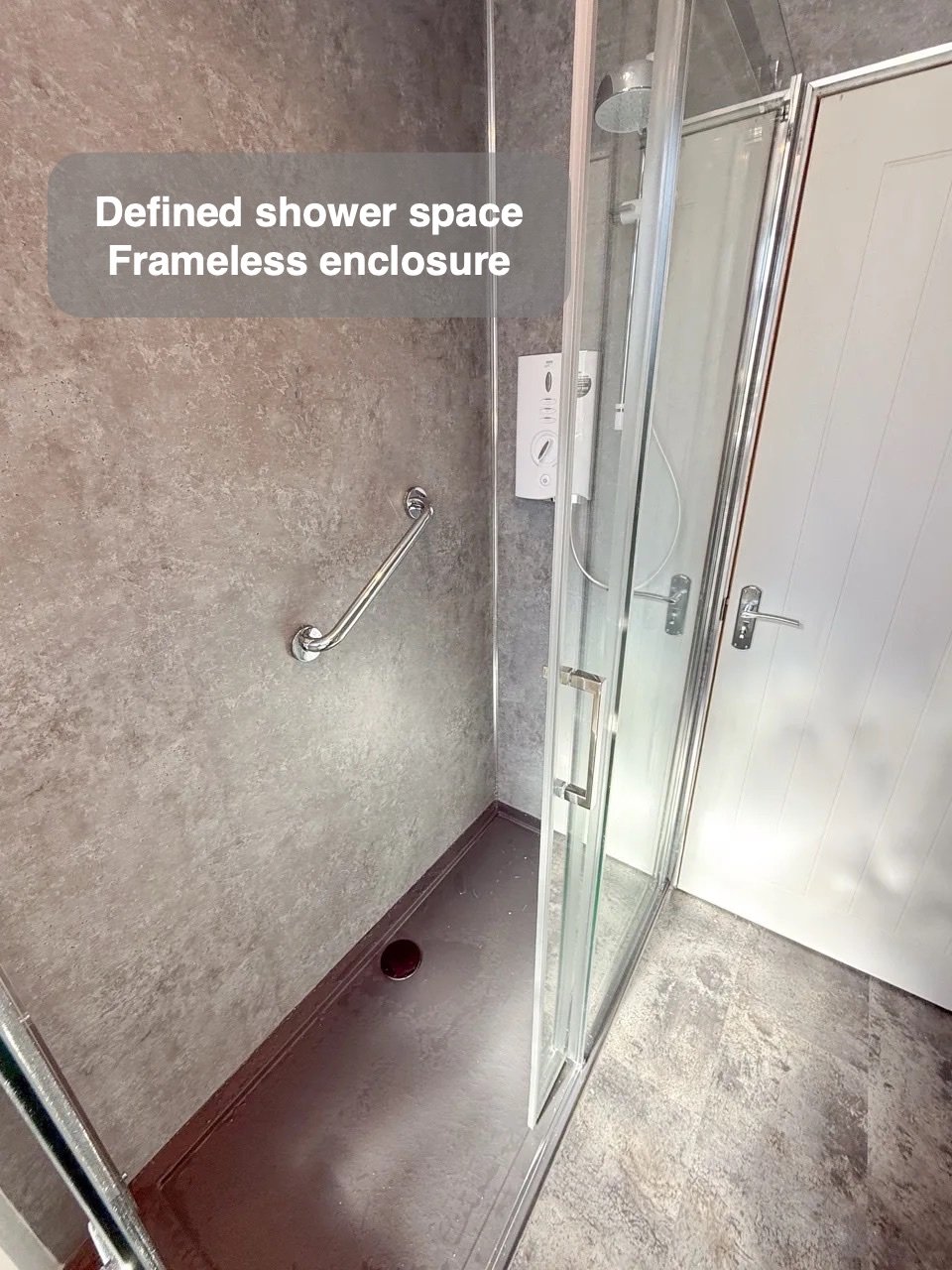 A shower that fits the room in the completed Aberdeen bathroom