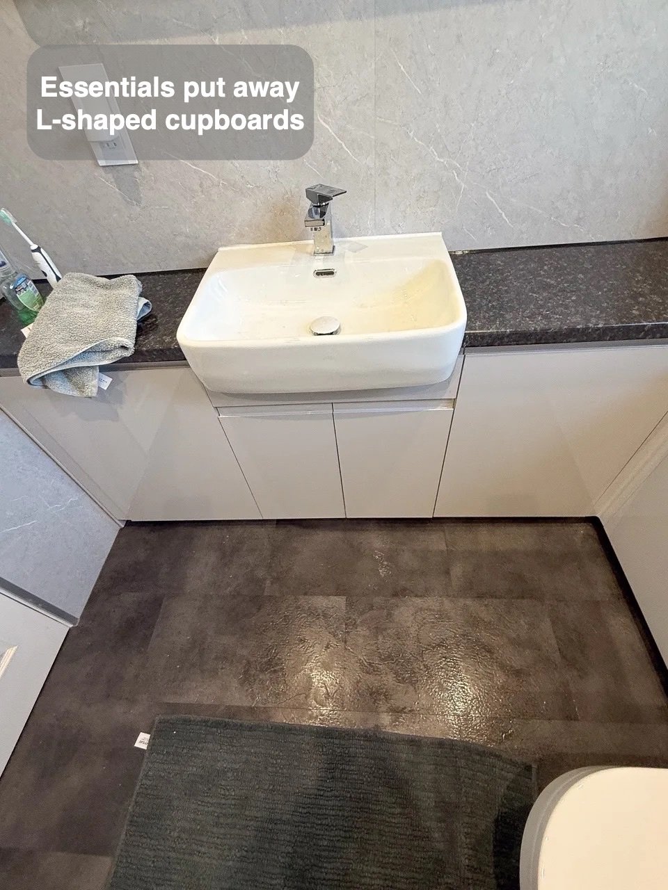 L-shaped cupboards