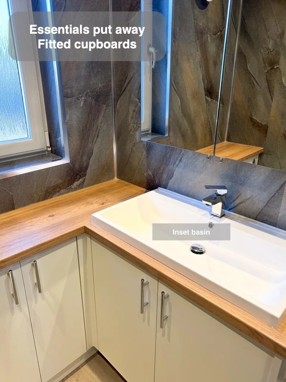 Storage fitted into the layout in Mastrick, Aberdeen bathroom