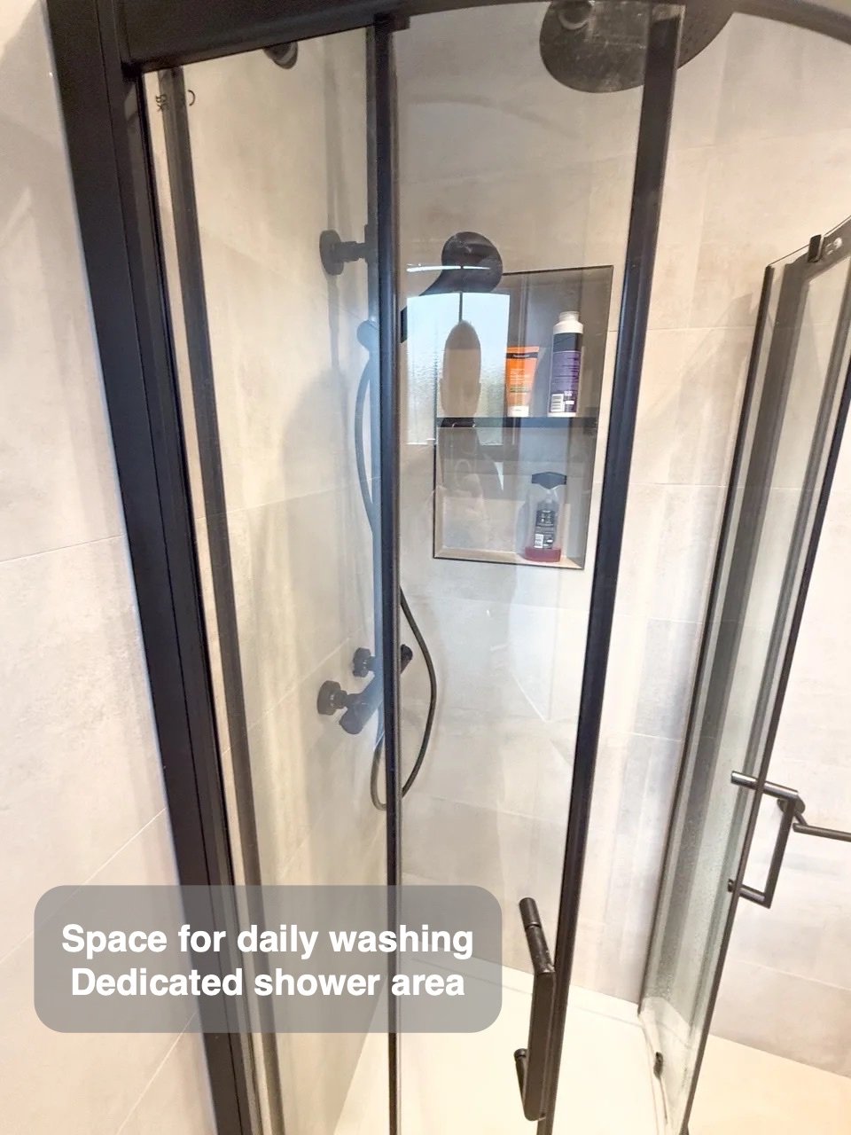 A dedicated place to shower in Cove bathroom