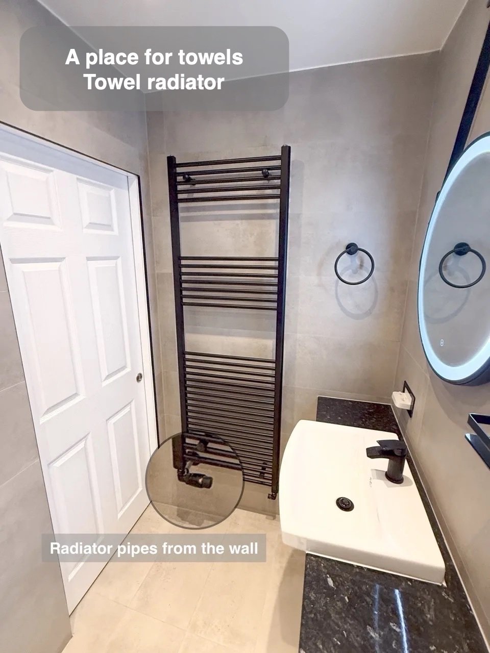 A dedicated place for towels in Cove bathroom