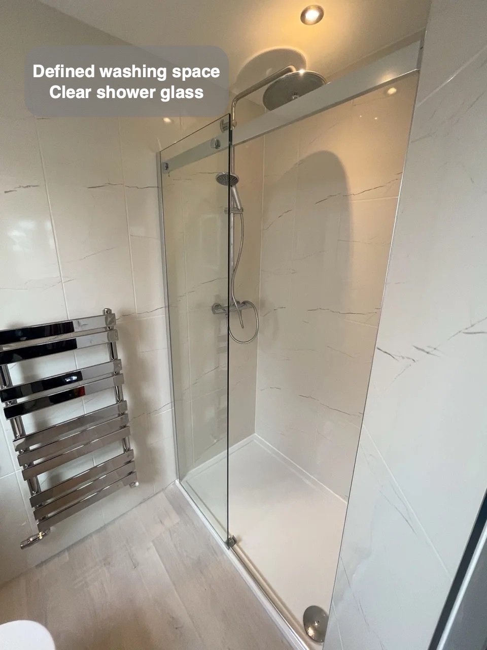 A dedicated place to shower in the completed Westhill bathroom