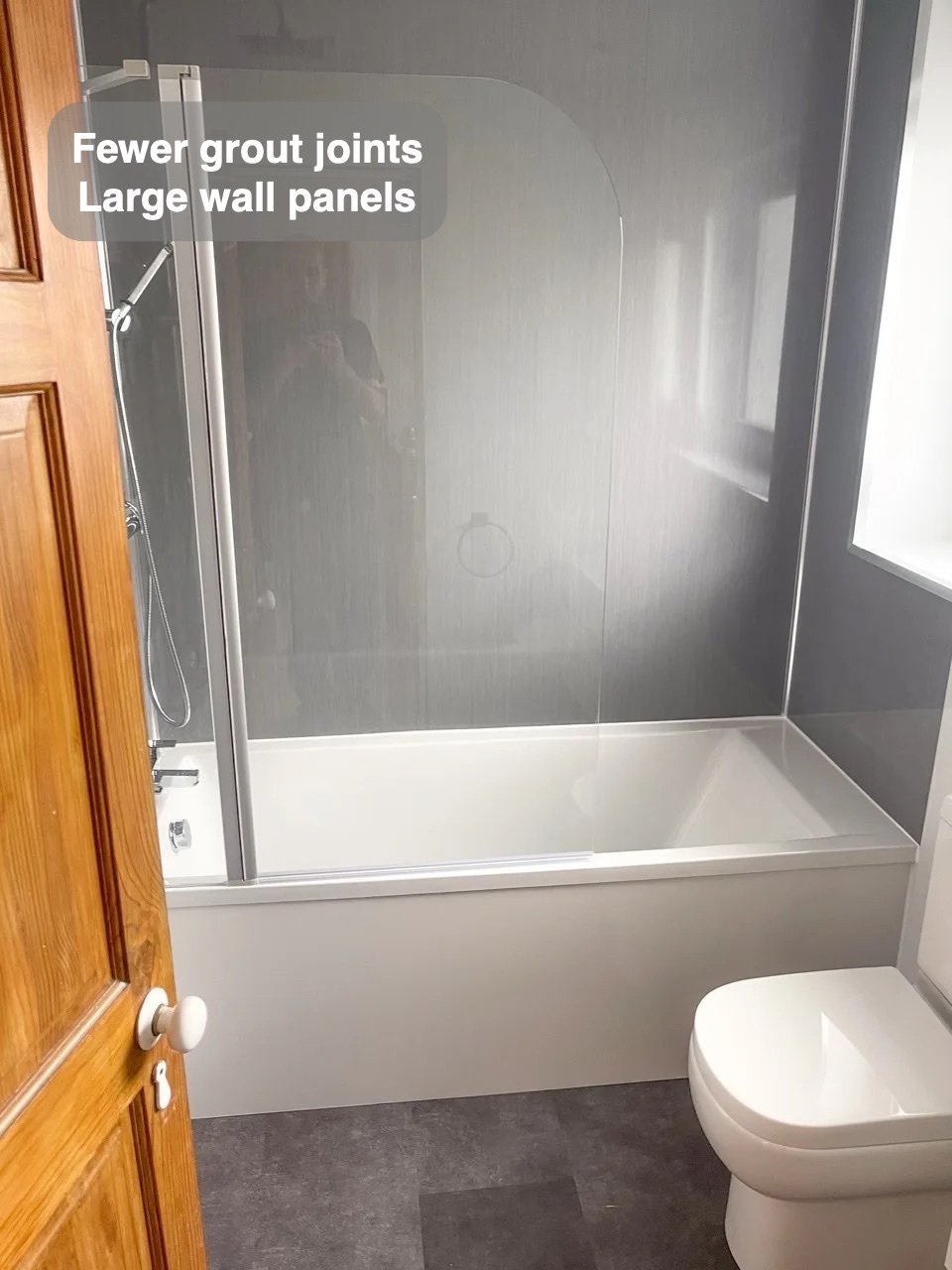 Broad surfaces for regular wiping in the completed Westhill bathroom