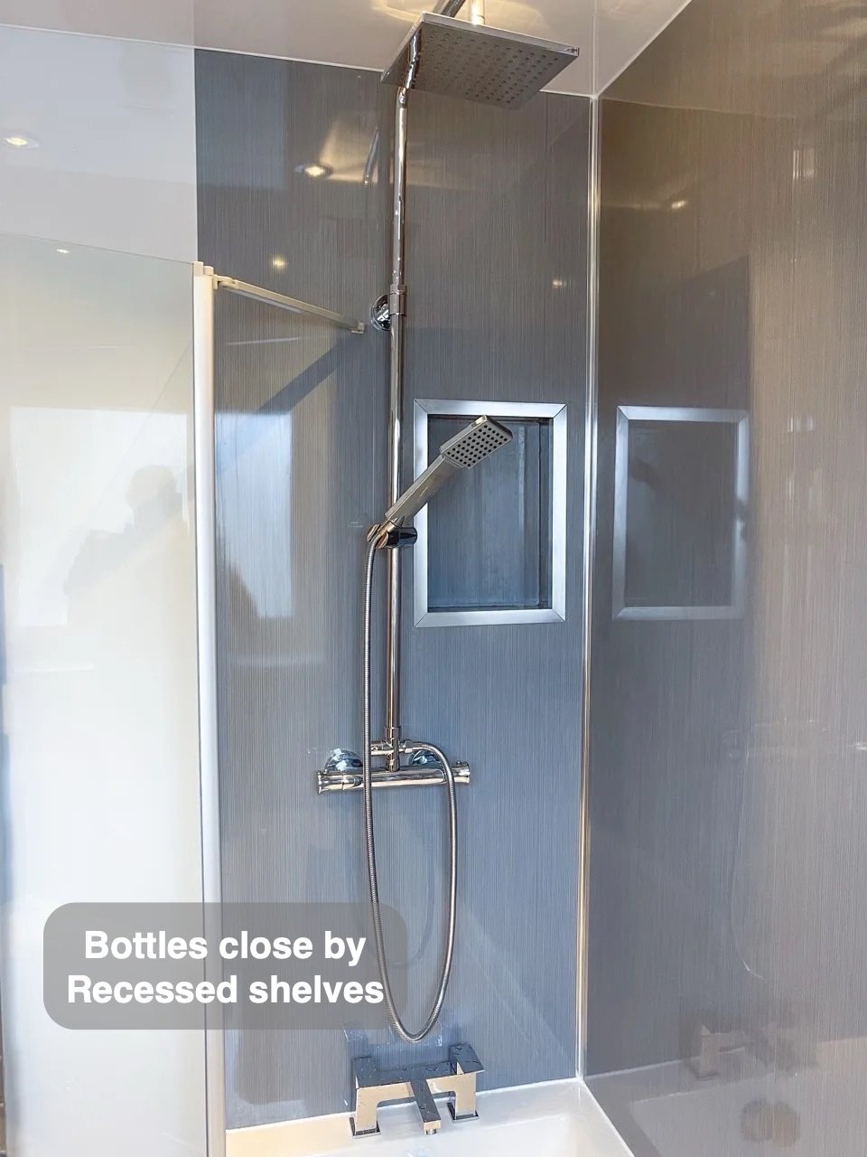 Bottles close at hand in the completed Westhill bathroom