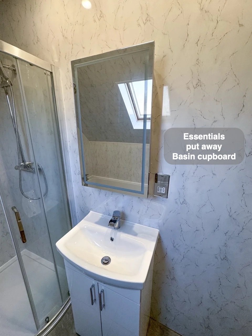 Storage fitted into the layout in Raeden, Aberdeen bathroom