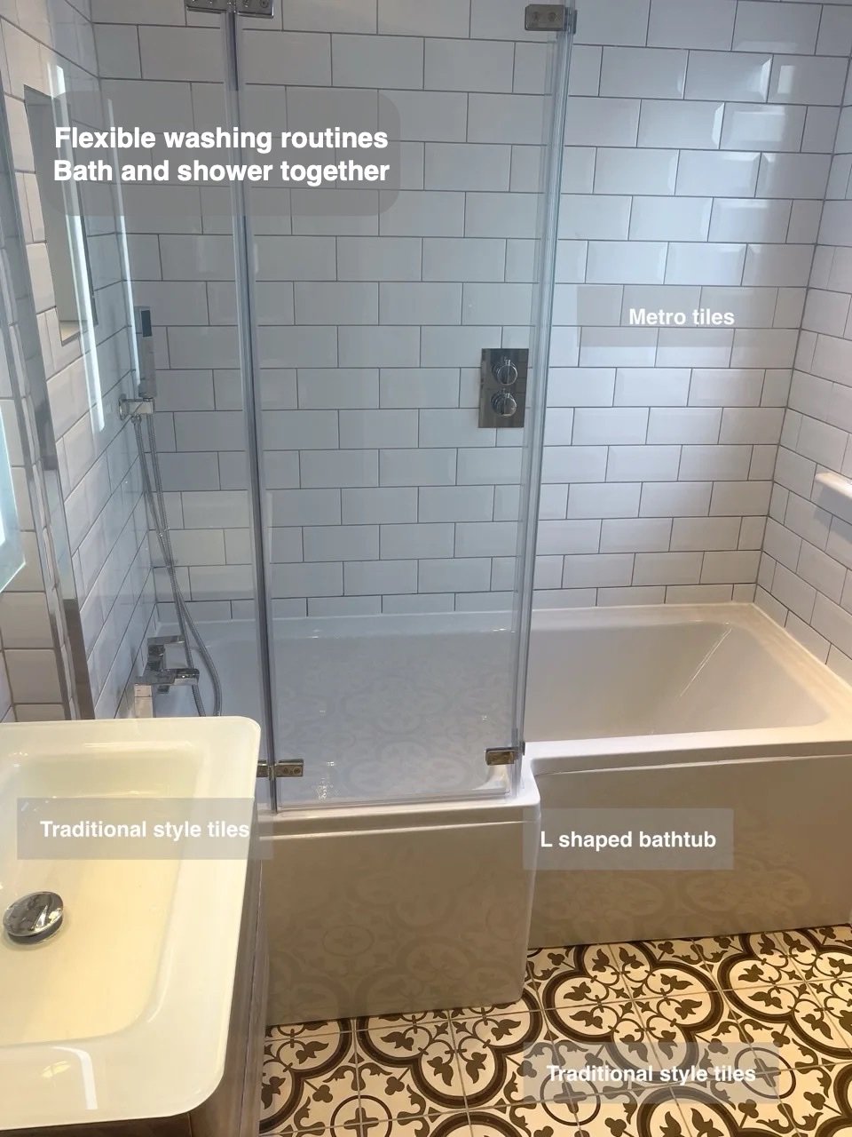 Bathing and showering together in the completed Bridge of Don bathroom