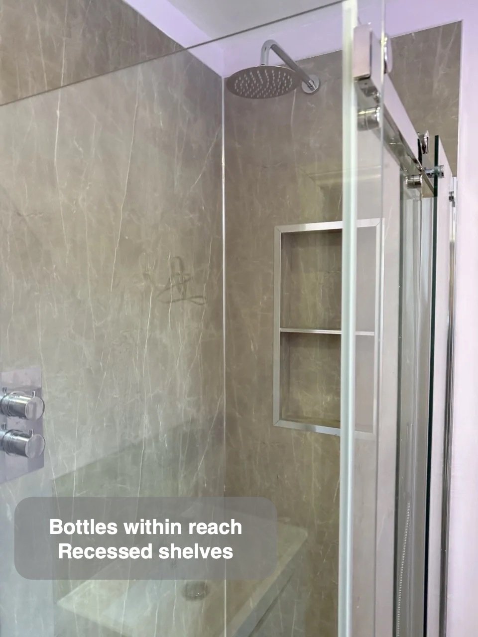 Bottles off the washing surface in Aberdeen bathroom