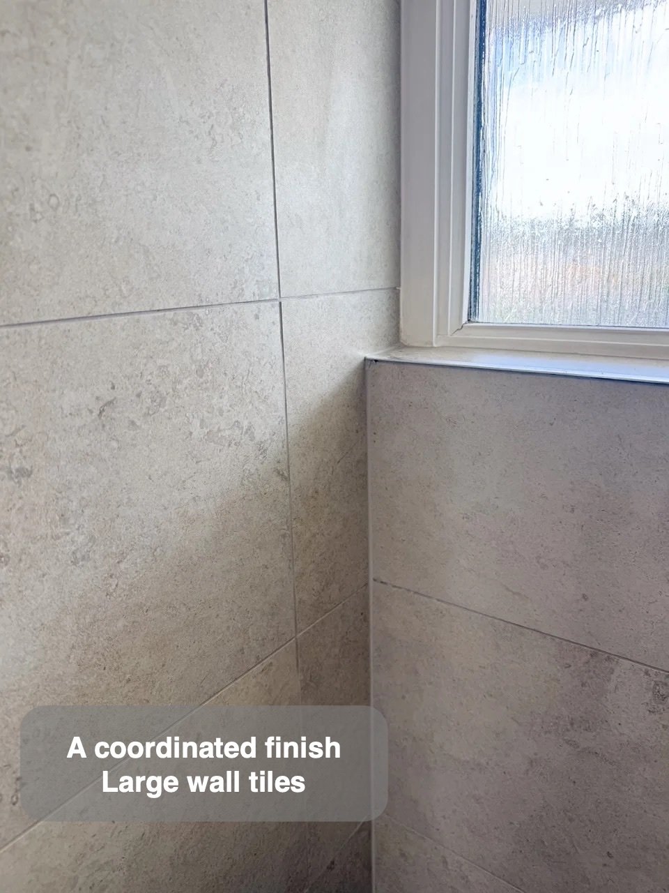 Broad surfaces to wipe in the completed Stoneywood, Aberdeen bathroom