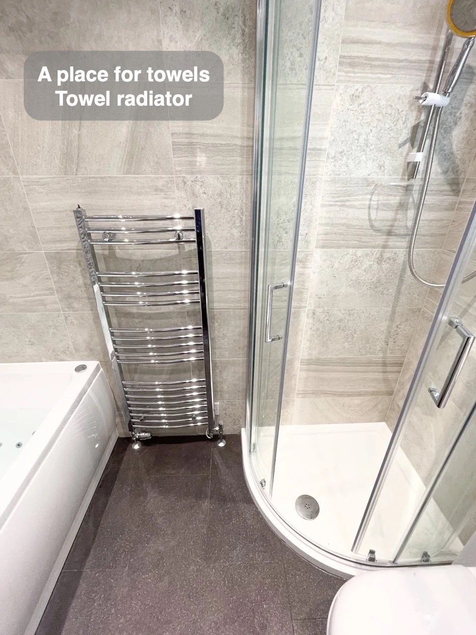 Towels have their own place in the completed Newtonhill bathroom