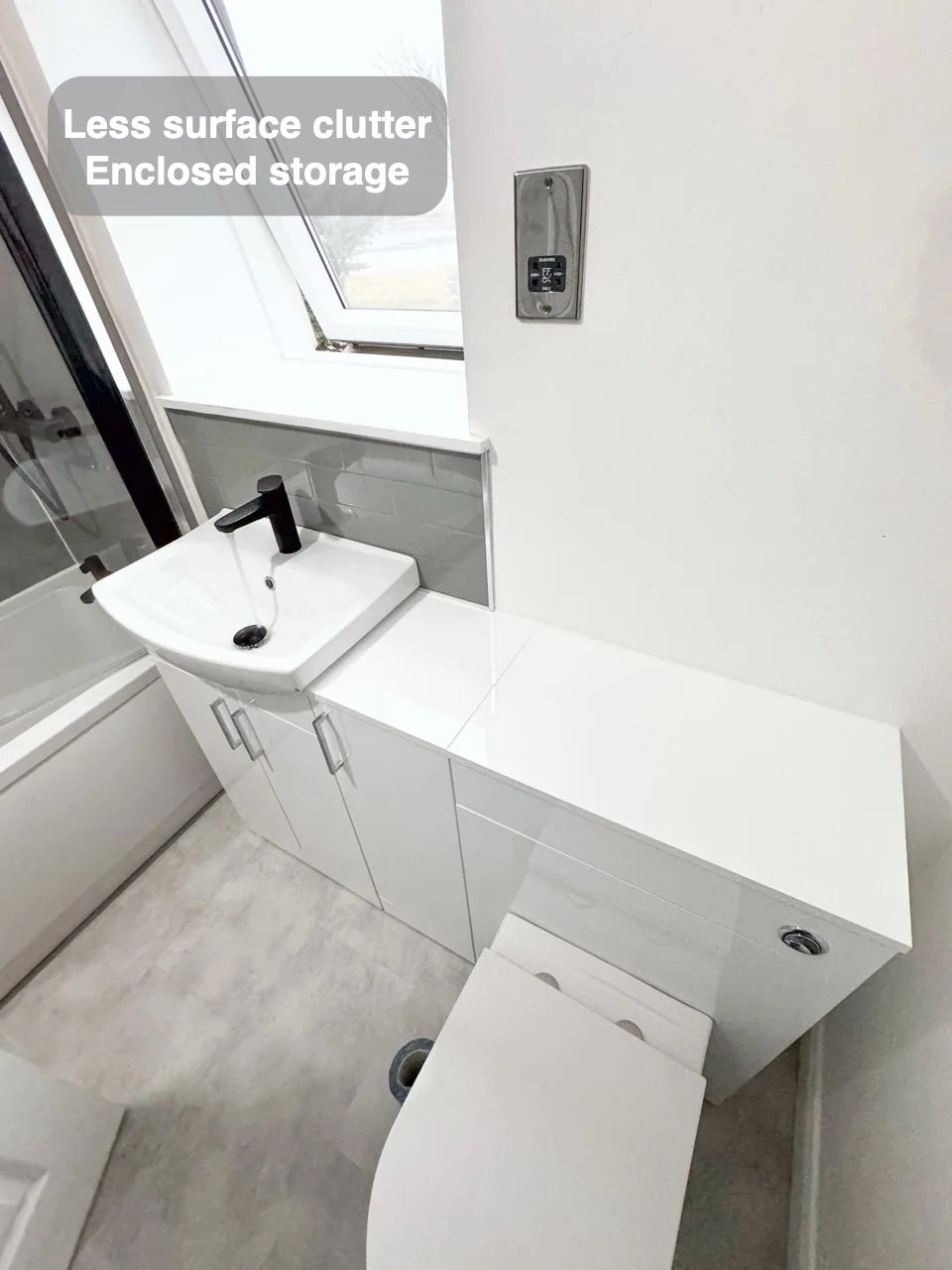 Everyday items have a home in the completed Newburgh bathroom