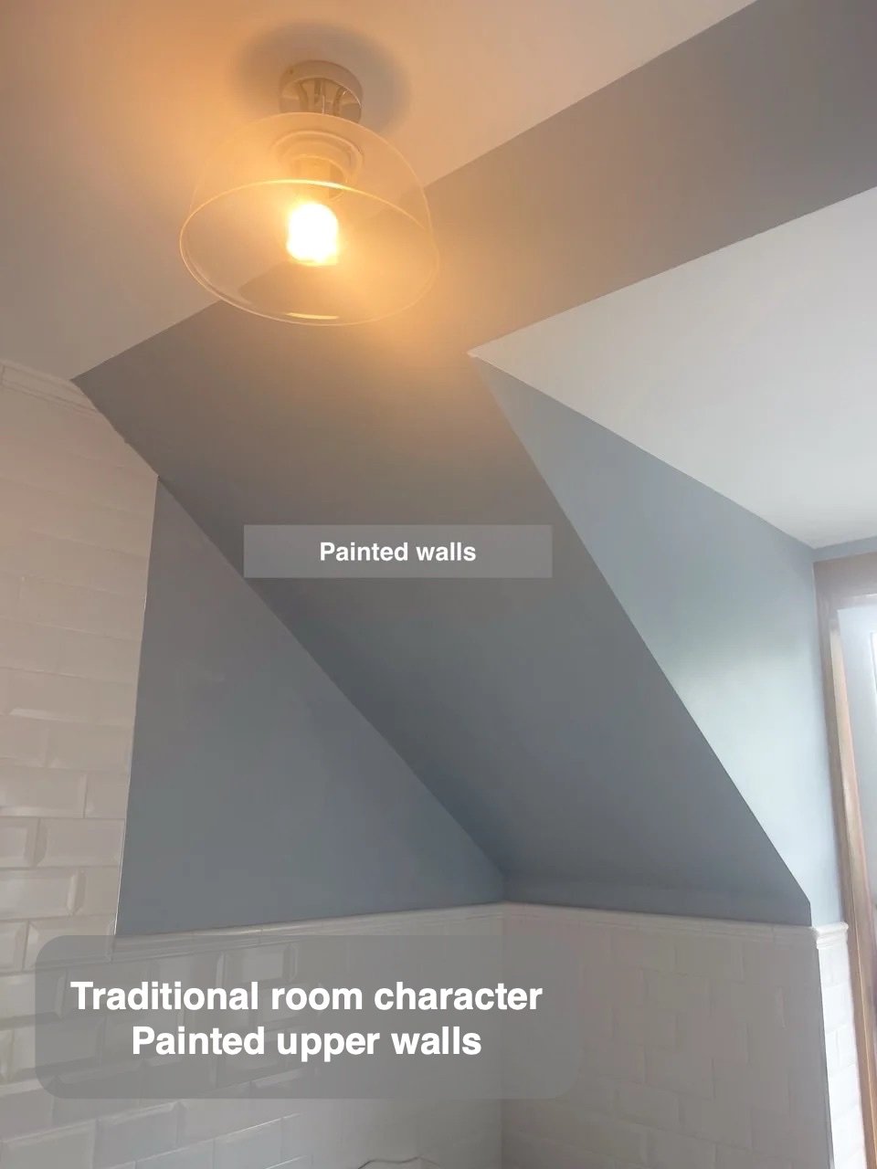 Painted upper wall and metro tile border