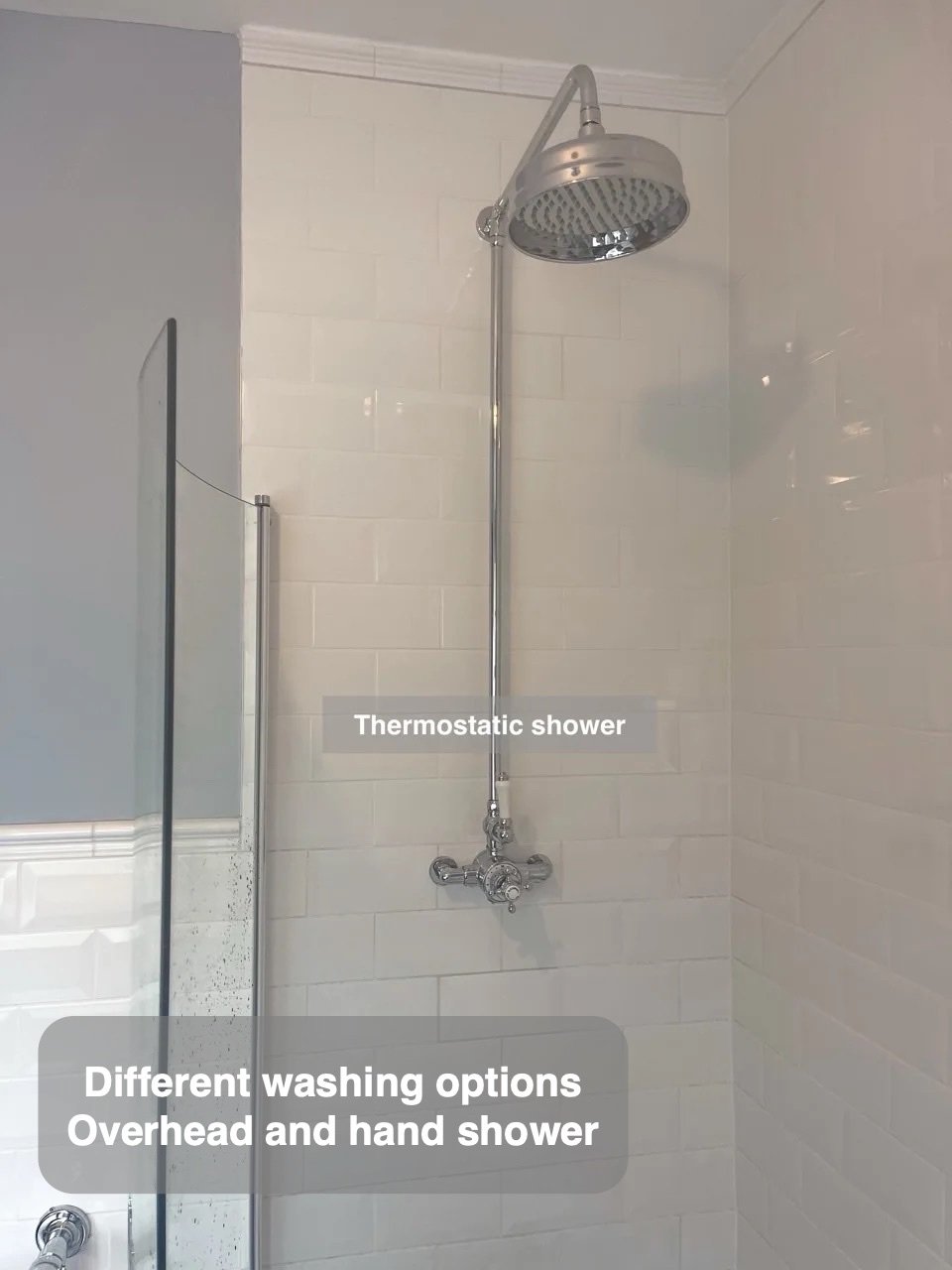 Overhead shower and adjustable handset