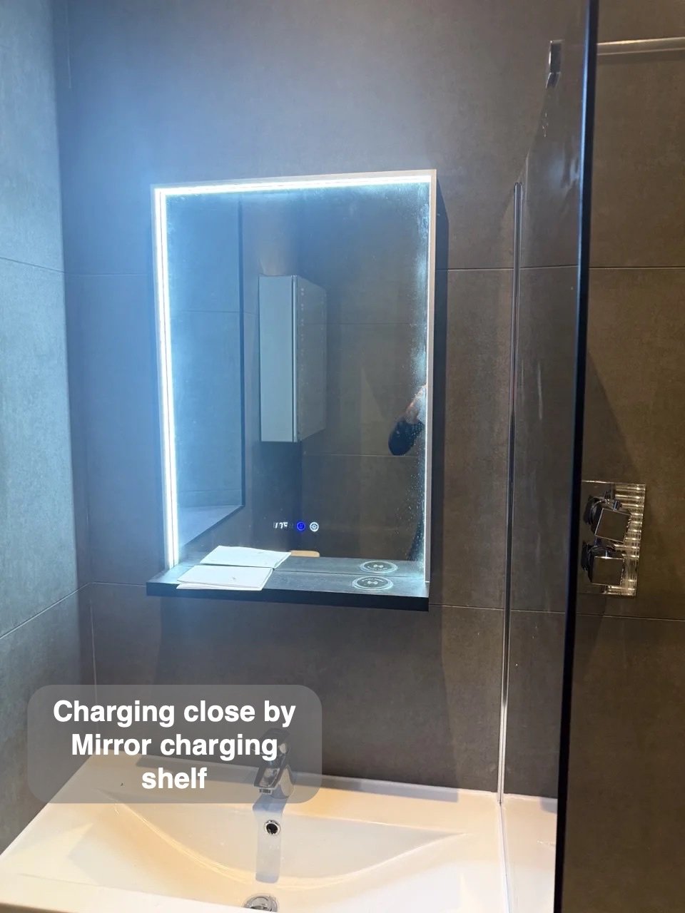 Mirror charging shelf