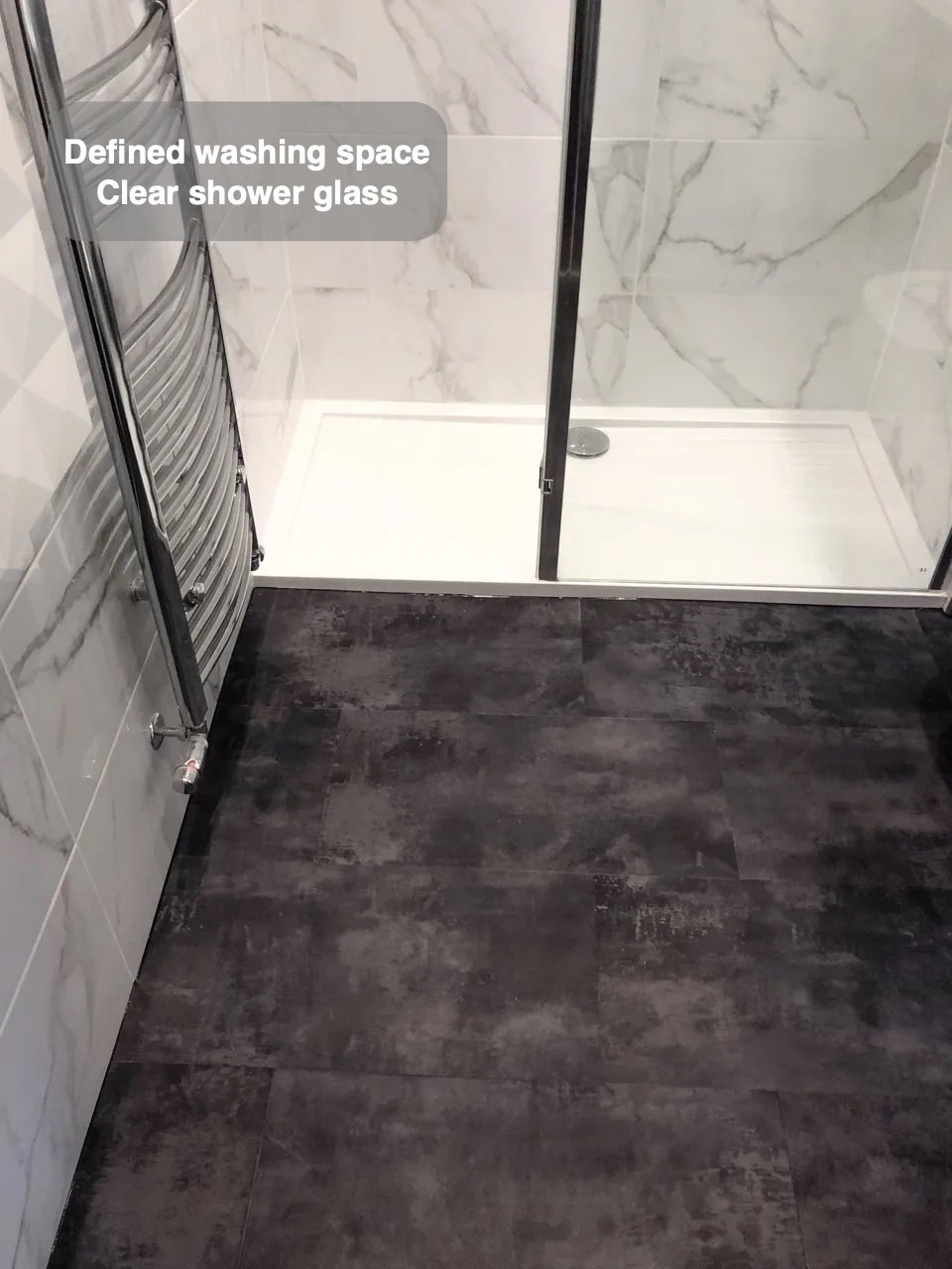 A dedicated place to shower in the completed Hilton, Aberdeen bathroom